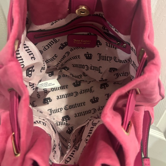 Juicy Couture Pink Velvet Tote Bag with Heart Logo - Picture 3 of 5